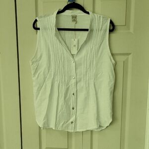 Women's Sleeveless White  otton Down 100% Cotton Top Size 2X